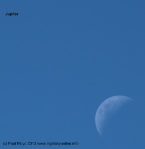 Jupiter and Moon during the day 18 March 2013