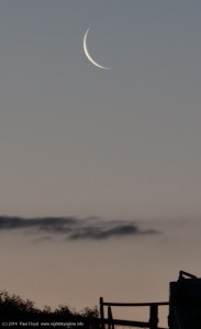 Crescent Moon sets over the Brindabellas. (c) 2014 Paul Floyd.
