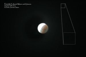 Uranus and eclipsed Moon photographed by eight year old Hadar Surma-Hawes. Photo (c) Hadar Surma-Hawes. Used with permission.