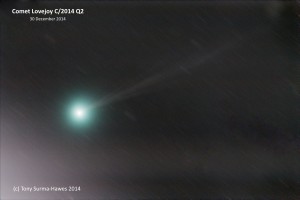 Comet Lovejoy C/2014 Q2 on 30 December 2014 (c) Tony Surma-Hawes 2014. Used with permission. 