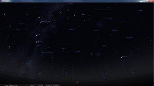 Looking South at 7 pm AEST. Produced for an observer based on the Gold Coast, Queensland, Australia using the freeware astronomy program Stellarium. The chart will also be useful for an observer based elsewhere on the East Coast of Australia.