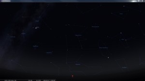 Looking East at 7 pm AEST. Produced for an observer based on the Gold Coast, Queensland, Australia using the freeware astronomy program Stellarium. The chart will also be useful for an observer based elsewhere on the East Coast of Australia.