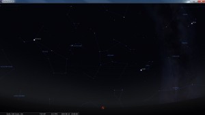 Looking North at 7 pm AEST. Produced for an observer based on the Gold Coast, Queensland, Australia using the freeware astronomy program Stellarium. The chart will also be useful for an observer based elsewhere on the East Coast of Australia.