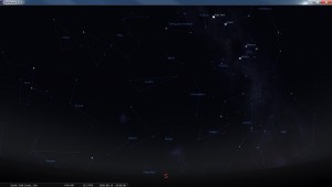 Looking South at 7 pm AEST. Produced for an observer based on the Gold Coast, Queensland, Australia using the freeware astronomy program Stellarium. The chart will also be useful for an observer based elsewhere on the East Coast of Australia.