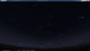 Looking North at 8:45 pm AEST. Produced for an observer based on the Gold Coast, Queensland, Australia using the freeware astronomy program Stellarium. The chart will also be useful for an observer based elsewhere on the East Coast of Australia.