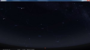 Looking East at 8:30 pm AEST. Produced for an observer based on the Gold Coast, Queensland, Australia using the freeware astronomy program Stellarium. The chart will also be useful for an observer based elsewhere on the East Coast of Australia.