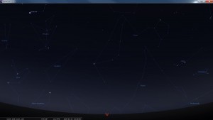 Looking West at 8:30 pm AEST. Produced for an observer based on the Gold Coast, Queensland, Australia using the freeware astronomy program Stellarium. The chart will also be useful for an observer based elsewhere on the East Coast of Australia.