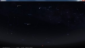 Looking East at 9 pm AEST. Produced for an observer based on the Gold Coast, Queensland, Australia using the freeware astronomy program Stellarium. The chart will also be useful for an observer based elsewhere on the East Coast of Australia.