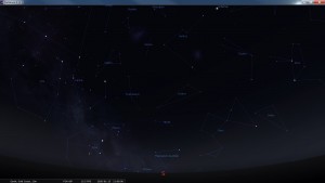 Looking South at 9 pm AEST. Produced for an observer based on the Gold Coast, Queensland, Australia using the freeware astronomy program Stellarium. The chart will also be useful for an observer based elsewhere on the East Coast of Australia.