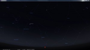 Looking West at 9 pm AEST. Produced for an observer based on the Gold Coast, Queensland, Australia using the freeware astronomy program Stellarium. The chart will also be useful for an observer based elsewhere on the East Coast of Australia.
