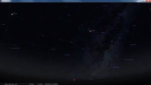 Looking East at 6:30 pm AEST. Produced for an observer based on the Gold Coast, Queensland, Australia using the freeware astronomy program Stellarium. The chart will also be useful for an observer based elsewhere on the East Coast of Australia.