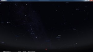 Looking West at 6:30 pm AEST. Produced for an observer based on the Gold Coast, Queensland, Australia using the freeware astronomy program Stellarium. The chart will also be useful for an observer based elsewhere on the East Coast of Australia.