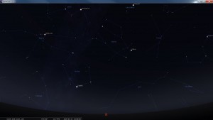 Looking North at 8 pm AEST. Produced for an observer based on the Gold Coast, Queensland, Australia using the freeware astronomy program Stellarium. The chart will also be useful for an observer based elsewhere on the East Coast of Australia.