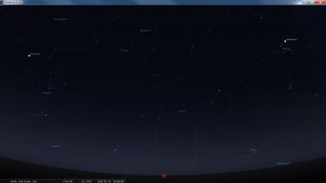 Looking West at 8 pm AEST. Produced for an observer based on the Gold Coast, Queensland, Australia using the freeware astronomy program Stellarium. The chart will also be useful for an observer based elsewhere on the East Coast of Australia.