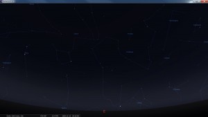 Looking East at 8:15 pm AEST. Produced for an observer based on the Gold Coast, Queensland, Australia using the freeware astronomy program Stellarium. The chart will also be useful for an observer based elsewhere on the East Coast of Australia.