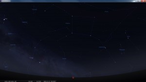 Looking West at 8:15 pm AEST. Produced for an observer based on the Gold Coast, Queensland, Australia using the freeware astronomy program Stellarium. The chart will also be useful for an observer based elsewhere on the East Coast of Australia.