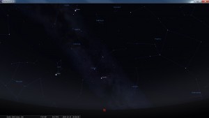 Looking North at 8 pm AEST. Produced for an observer based on the Gold Coast, Queensland, Australia using the freeware astronomy program Stellarium. The chart will also be useful for an observer based elsewhere on the East Coast of Australia.