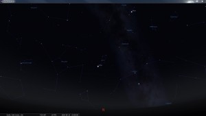 Looking North at 7 pm AEST. Produced for an observer based on the Gold Coast, Queensland, Australia using the freeware astronomy program Stellarium. The chart will also be useful for an observer based elsewhere on the East Coast of Australia.