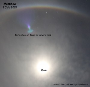 (c) 2015 Paul Floyd. Wide angle image of Moon and moonbow.