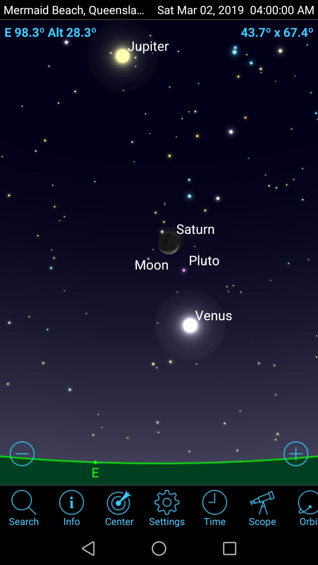 Jupiter Moons Position Chart